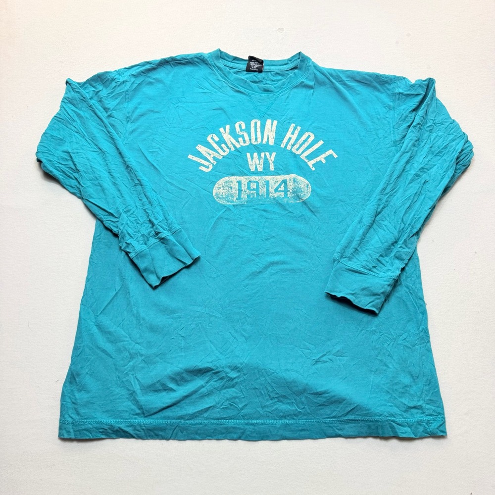 Outfitter Trading Co Shirt Mens 2XL Double Extra Large Teal Jackson Hole Exc